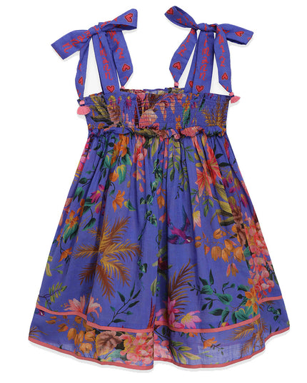 ZIMMERMANN-3088DTRO-TROPICANA SHIRRED DRESS-BLUE FLORAL