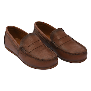 Moustache-Leather Penny Loafers-LF01-Brown