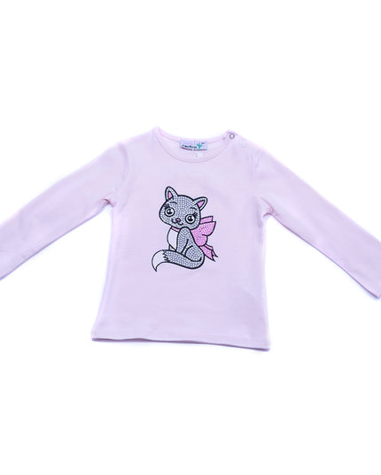 SC11751-White/Pink-White Crystal Cat Tshirt