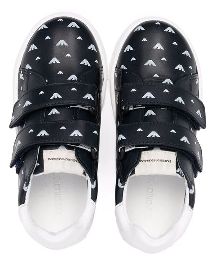 armani-Navy Logo Print Strap Sneakers-xmx016-xoi60-q948