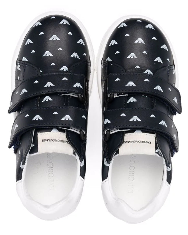 armani-Navy Logo Print Strap Sneakers-xmx016-xoi60-q948