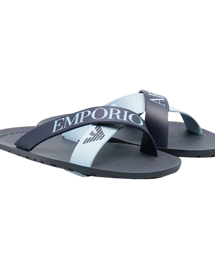 armani-Navy Logo Cross Over Strap Sandals-xyps03-xoz18-q951