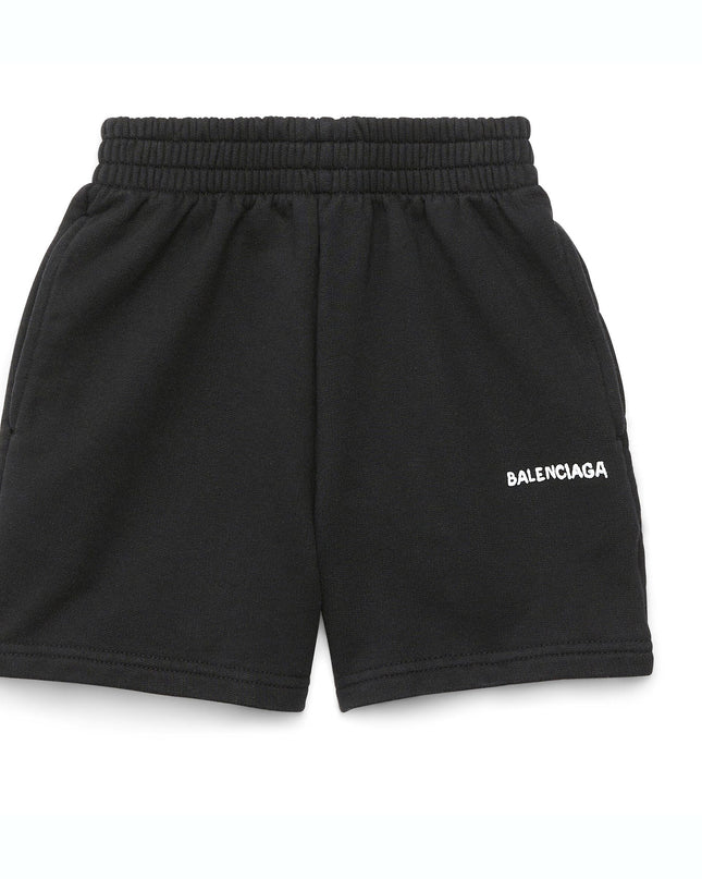 Kids atelier-Balenciaga-Black Logo Shorts