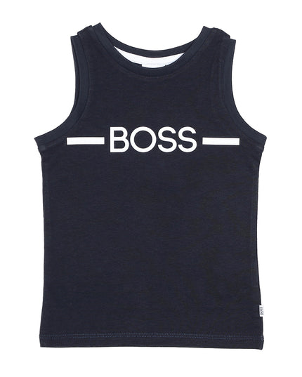 boss-Navy Logo Tank Top-j05830-849