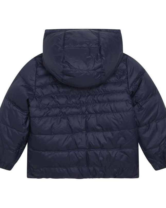 boss-Yellow & Navy Reversible Hooded Puffer Jacket-j06254-616