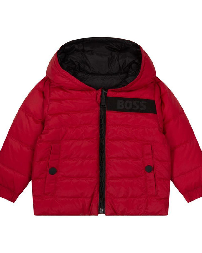 boss-Red & Black Reversible Hooded Puffer Jacket-j06254-99c