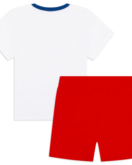 boss-White & Red Logo Shorts Set-j08058-992