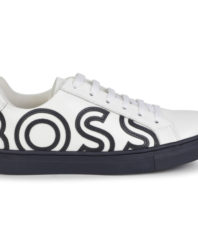 boss-j29330-849-kb-White Navy Logo Lace Sneaker