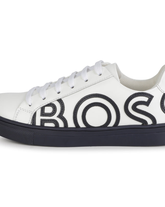 boss-j29330-849-kb-White Navy Logo Lace Sneaker