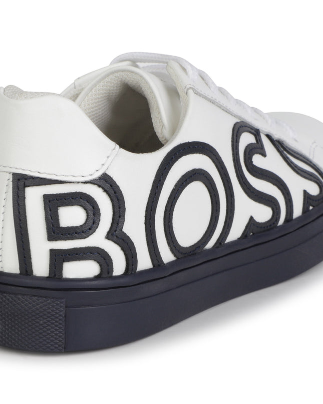 boss-j29330-849-kb-White Navy Logo Lace Sneaker