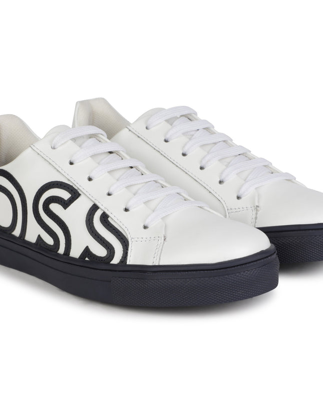 boss-j29330-849-kb-White Navy Logo Lace Sneaker