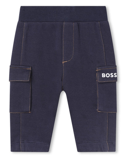 Navy Cotton Logo Pants