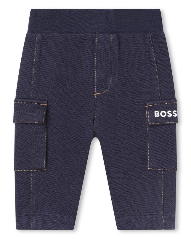 Navy Cotton Logo Pants