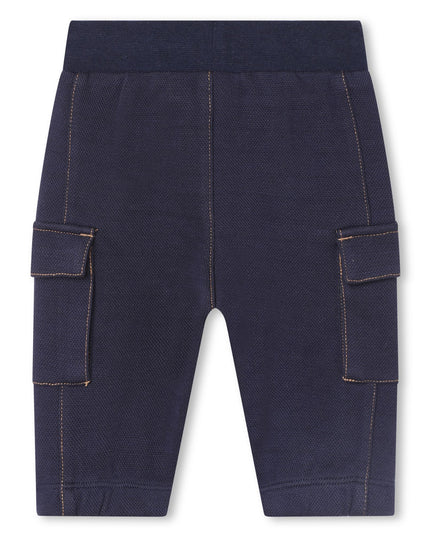 Navy Cotton Logo Pants