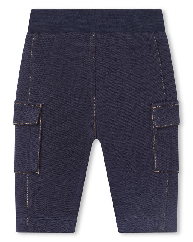 Navy Cotton Logo Pants