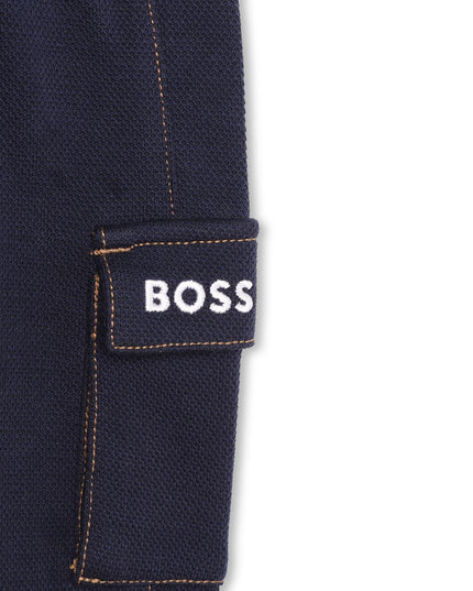 Navy Cotton Logo Pants