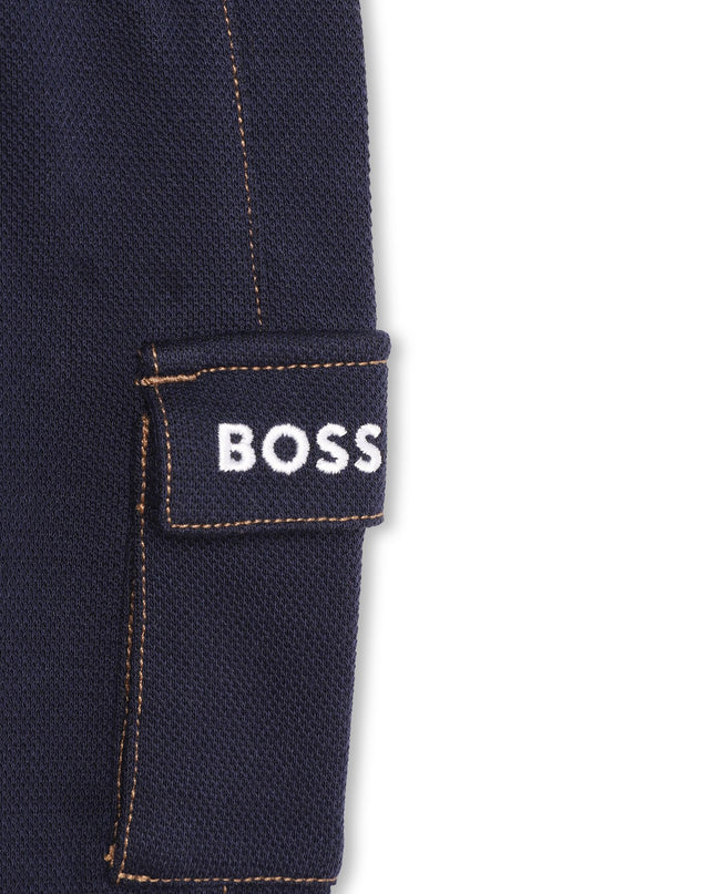 Navy Cotton Logo Pants