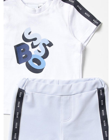 boss-White & Blue Shorts & T-Shirt Set-j98353-10b