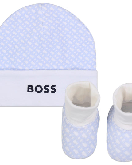 boss-j98394-771-nb-Pale Blue Hat and Booties set
