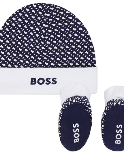 boss-j98394-849-nb-Navy Blue Hat and Booties Set