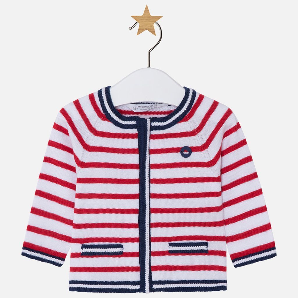 Mayoral Red Stripe Knitting Pullover Cardigan-Sweaters-Mayoral-kids atelier