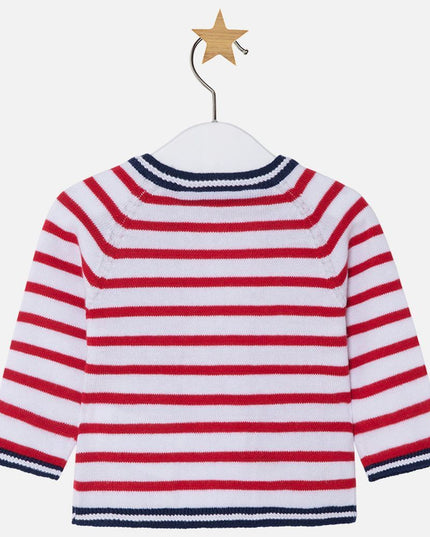 Mayoral Red Stripe Knitting Pullover Cardigan-Sweaters-Mayoral-kids atelier