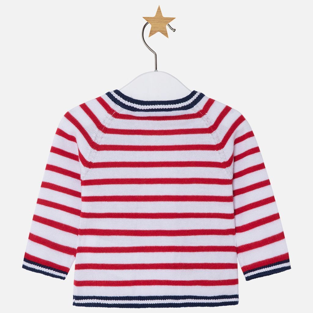 Mayoral Red Stripe Knitting Pullover Cardigan-Sweaters-Mayoral-kids atelier