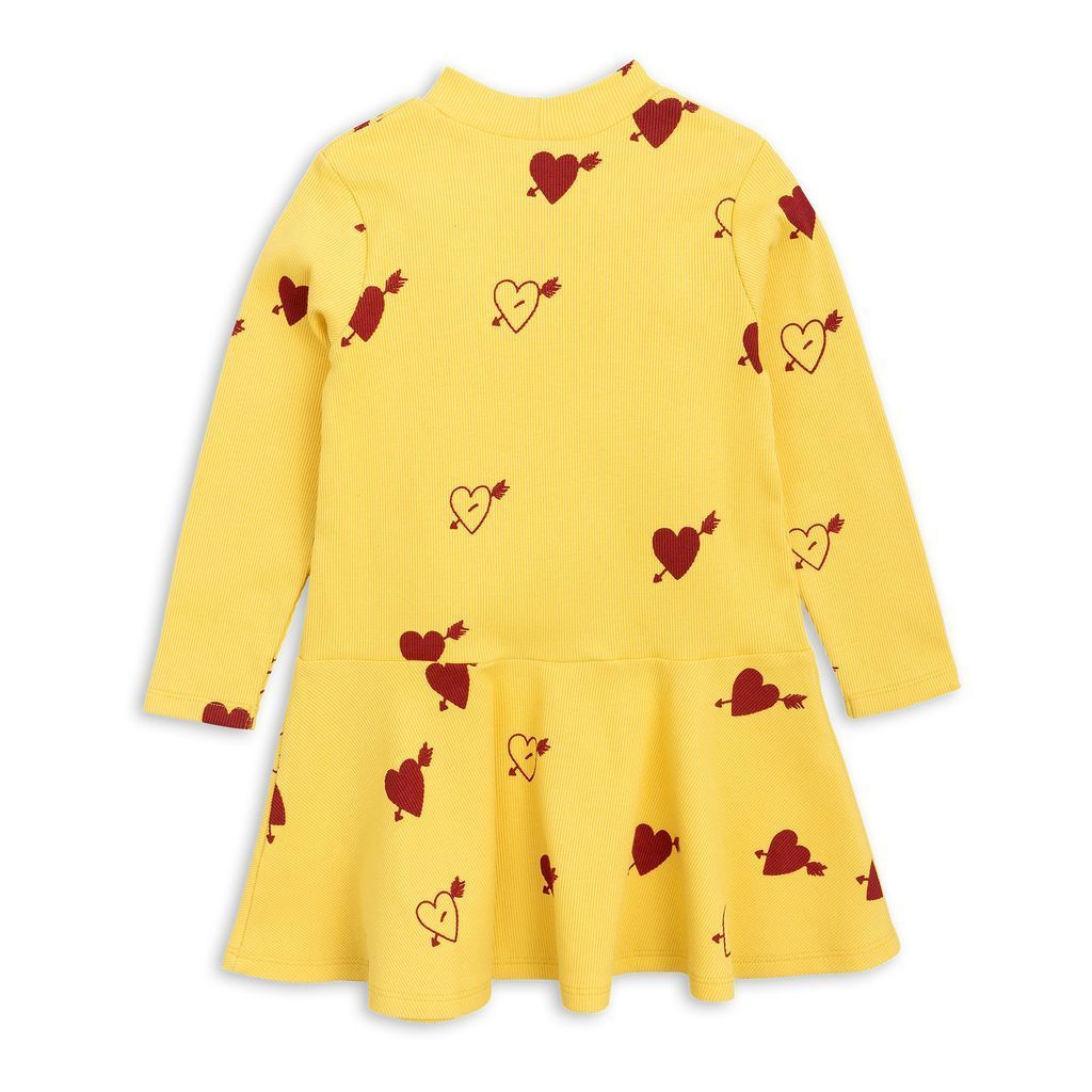 Mini Rodini Yellow Heart Rib Dance Dress-Dresses-Mini Rodini-kids atelier
