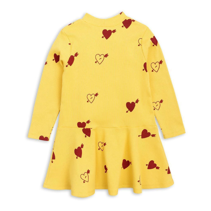 Mini Rodini Yellow Heart Rib Dance Dress-Dresses-Mini Rodini-kids atelier