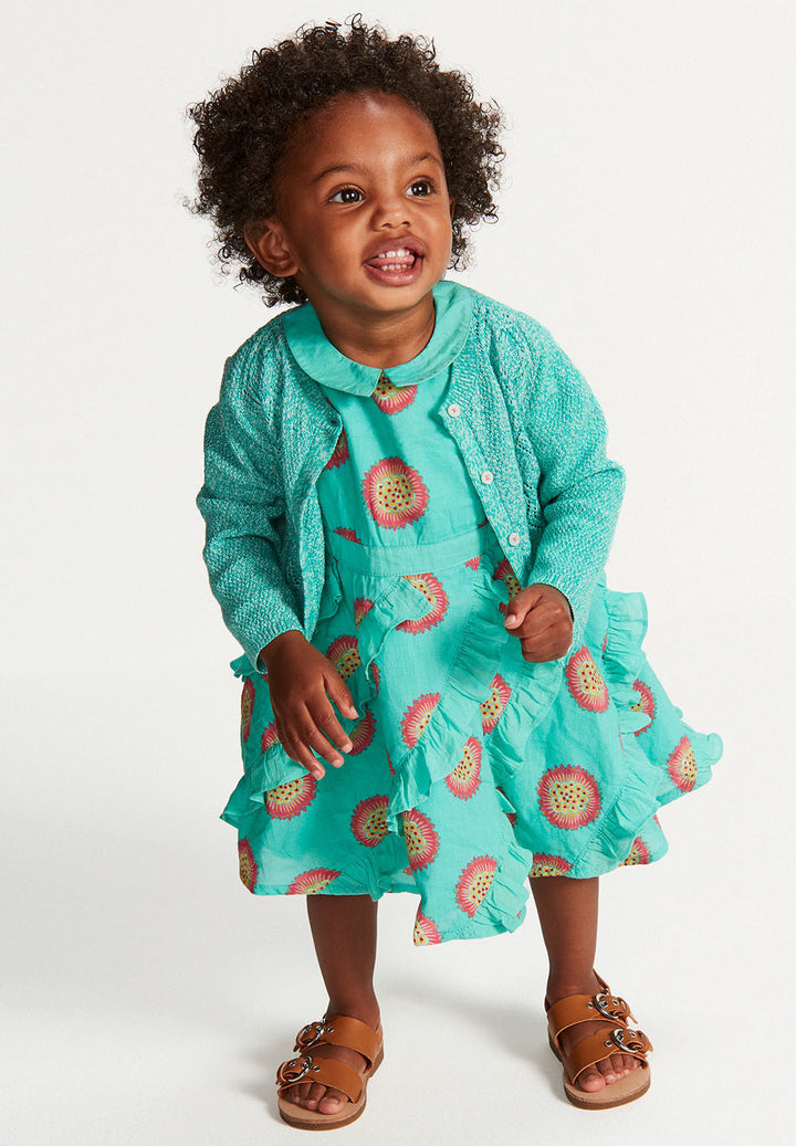 Oilily Turquoise Kama Knitted Cardigan-Sweaters-Oilily-kids atelier