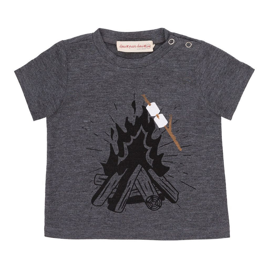 Deux Par Deux Gray Campfire T-shirt-Shirts-Deux Par Deux-kids atelier