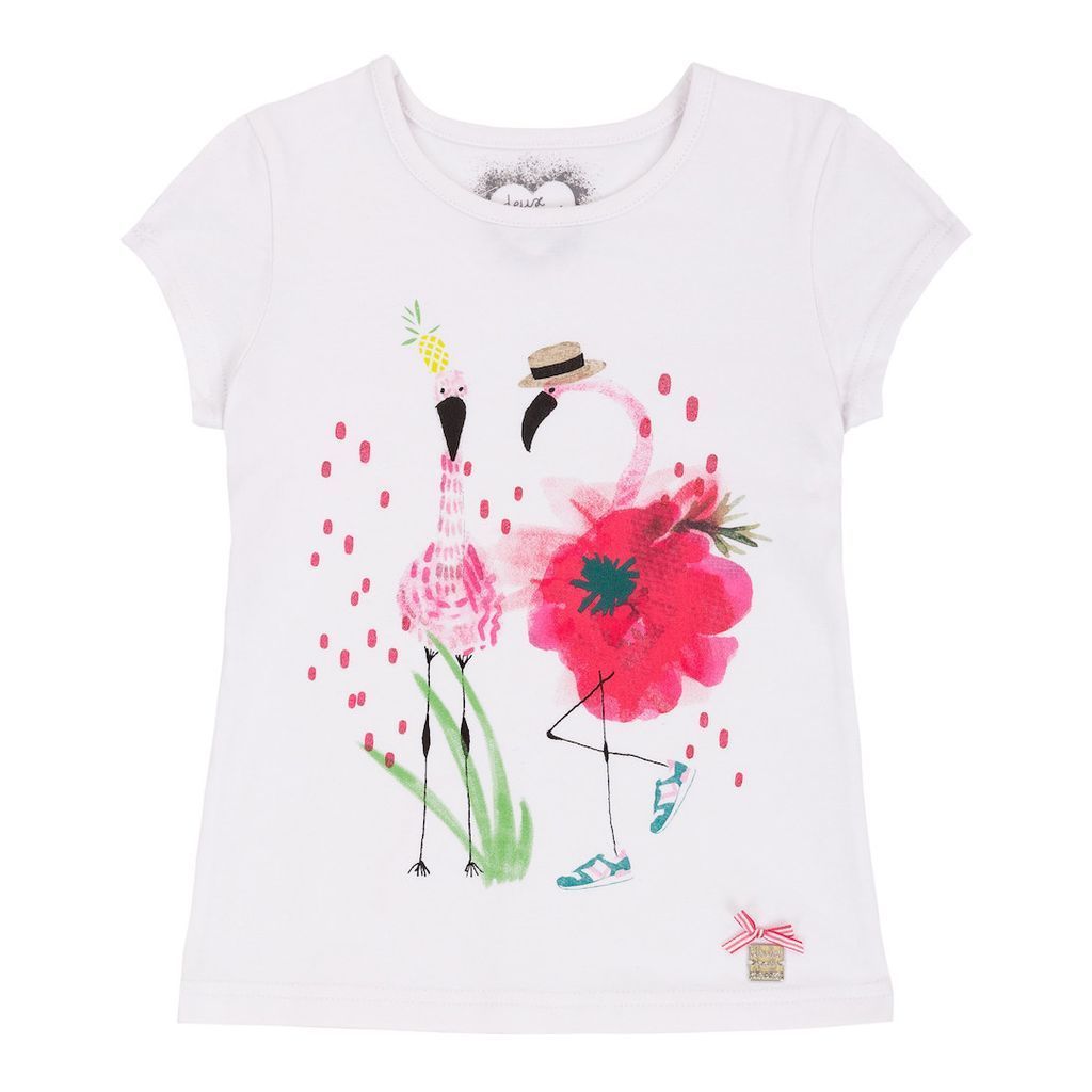 Deux Par Deux White Flamingo T-shirt-Shirts-Deux Par Deux-kids atelier