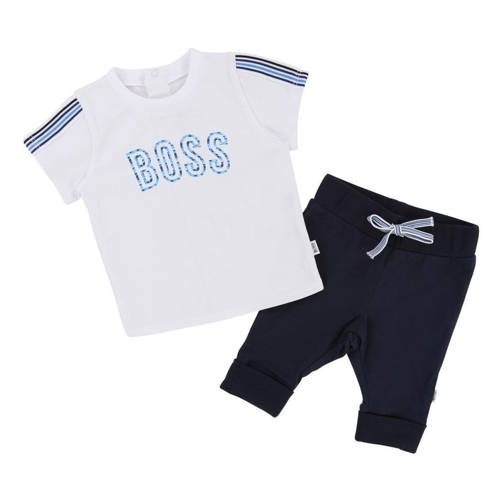 Boss White Top & Navy Bottoms set-Outfits-BOSS-kids atelier