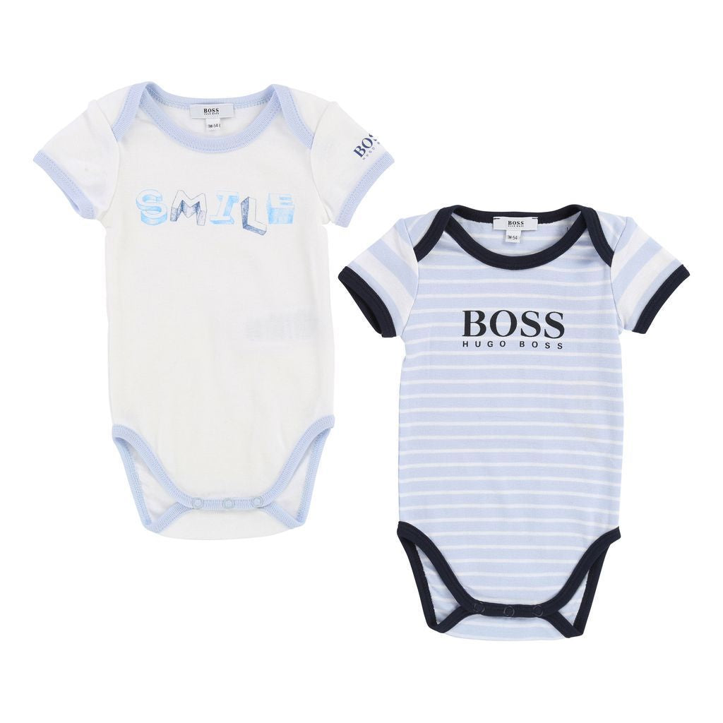 Boss Striped Sky Blue &White Bodysuit Set-Outfits-BOSS-kids atelier