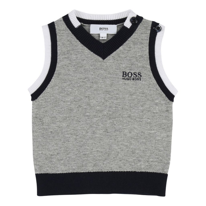 BOSS GRAY VEST SWEATER-Sweaters-BOSS-kids atelier