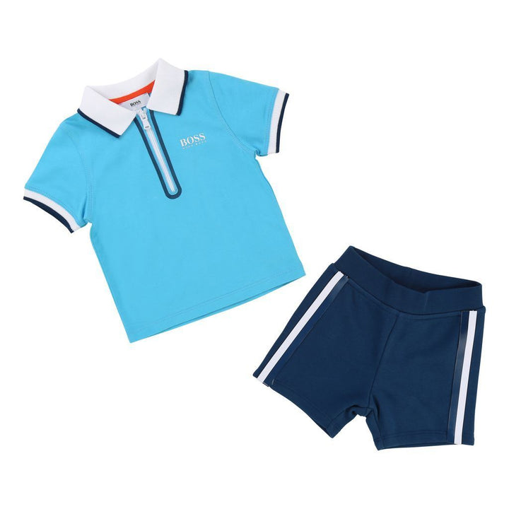 Boss Blue Polo & Shorts-Outfits-BOSS-kids atelier
