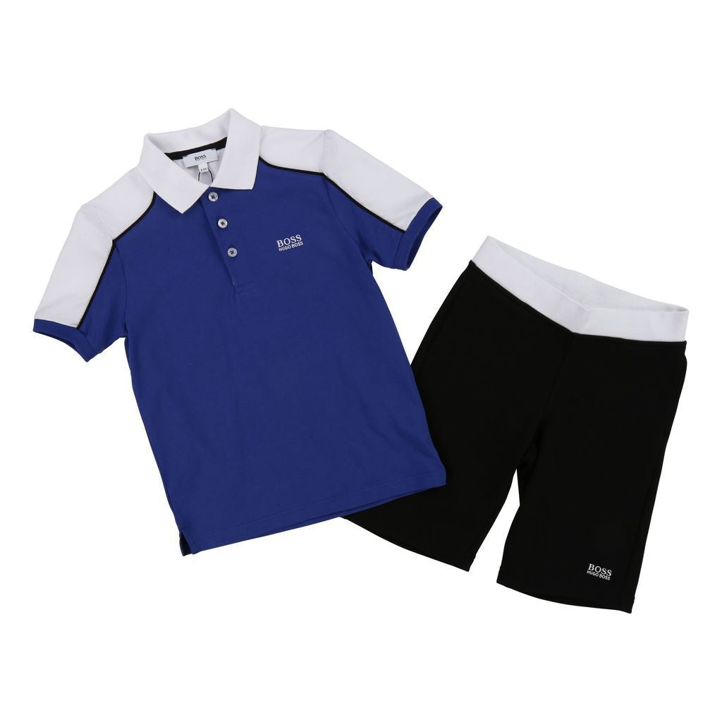 Boss Polo Shirt with Bermuda Shorts-Outfits-BOSS-kids atelier