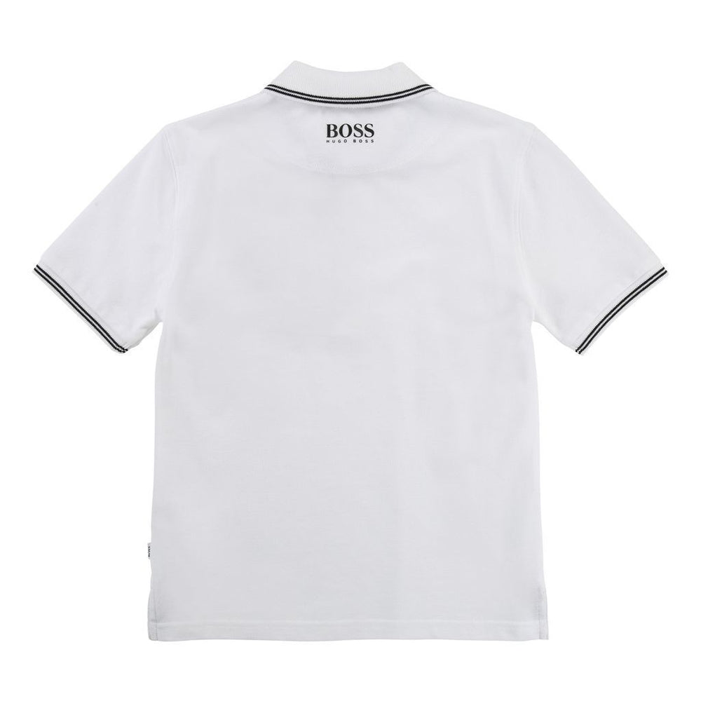 Boss White Logo Polo T-Shirt-Polo-BOSS-kids atelier