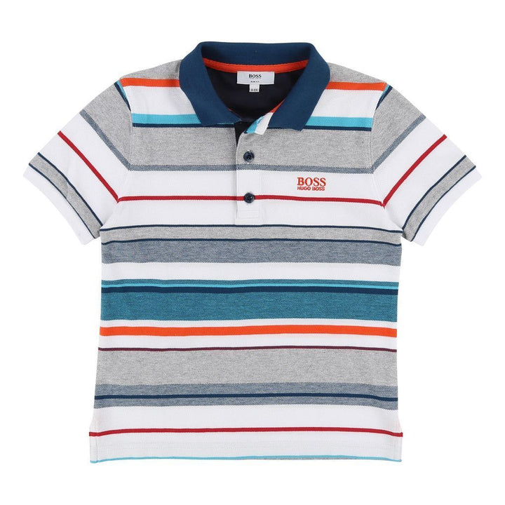 Boss Multi-Coloured Striped Polo Shirt-Polo-BOSS-kids atelier