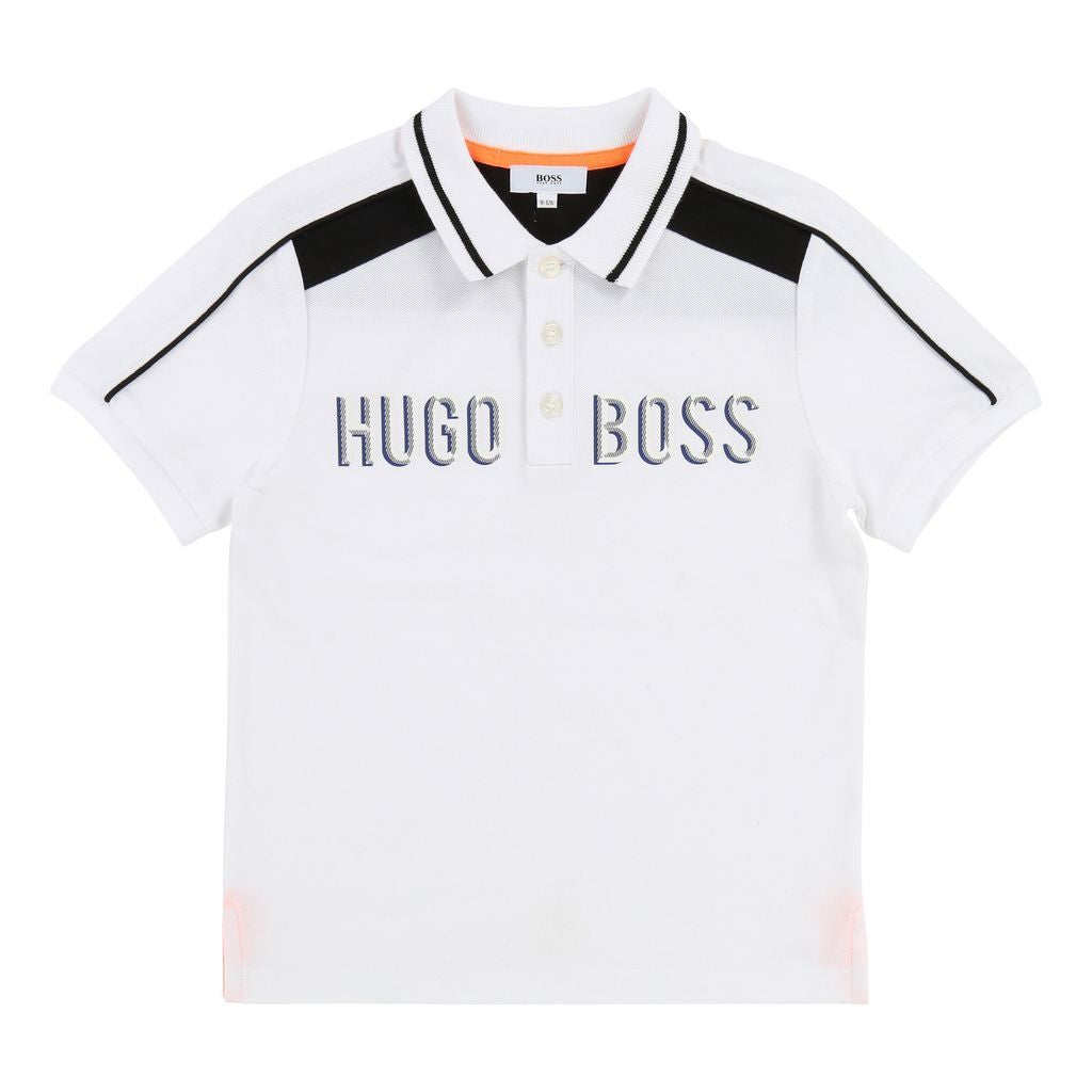 Boss White Polo T-Shirt-Polo-BOSS-kids atelier