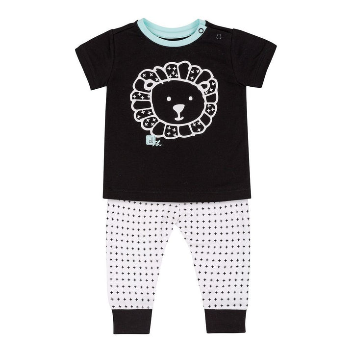 Deux Par Deux Whole Wheat Black T-Shirt & Pants Set-Outfits-Deux Par Deux-kids atelier