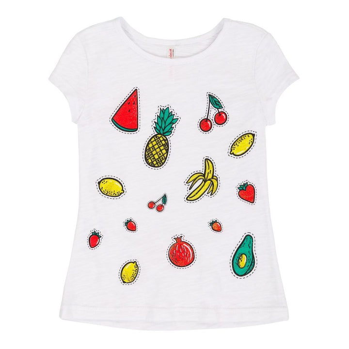 Deux Par Deux White Fruit Printed T-Shirt-Shirts-Deux Par Deux-kids atelier