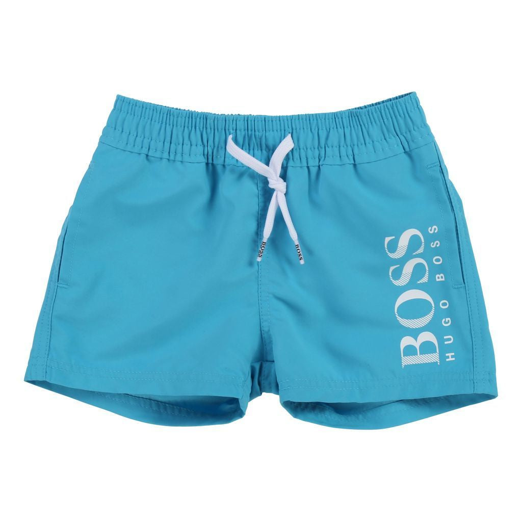 Boss Blue Logo Swim Shorts-Swimwear-BOSS-kids atelier