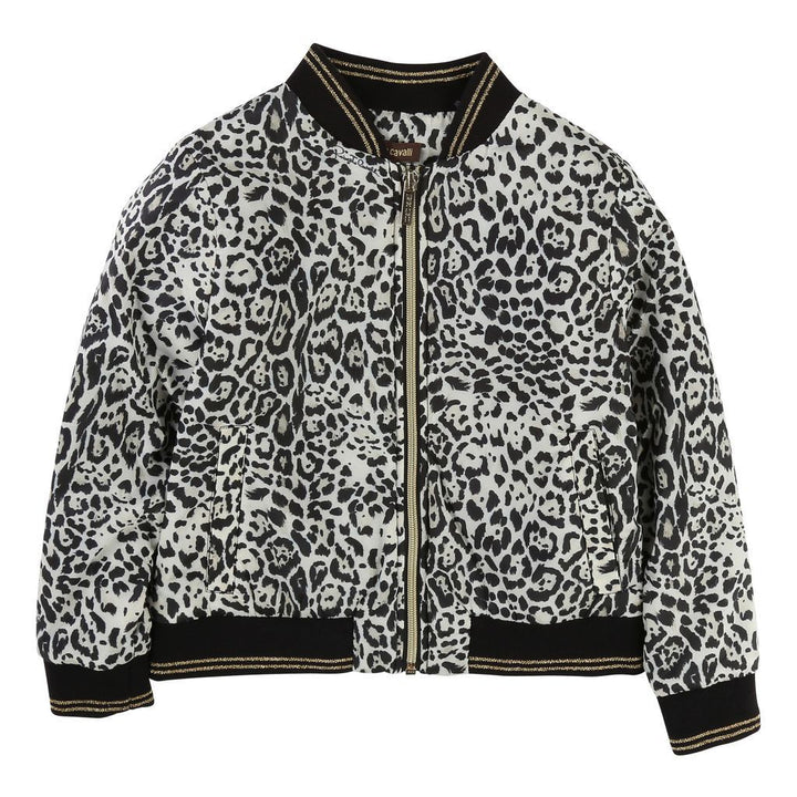 Roberto Cavalli White Leopard Bomber Jacket-Outerwear-Roberto Cavalli-kids atelier