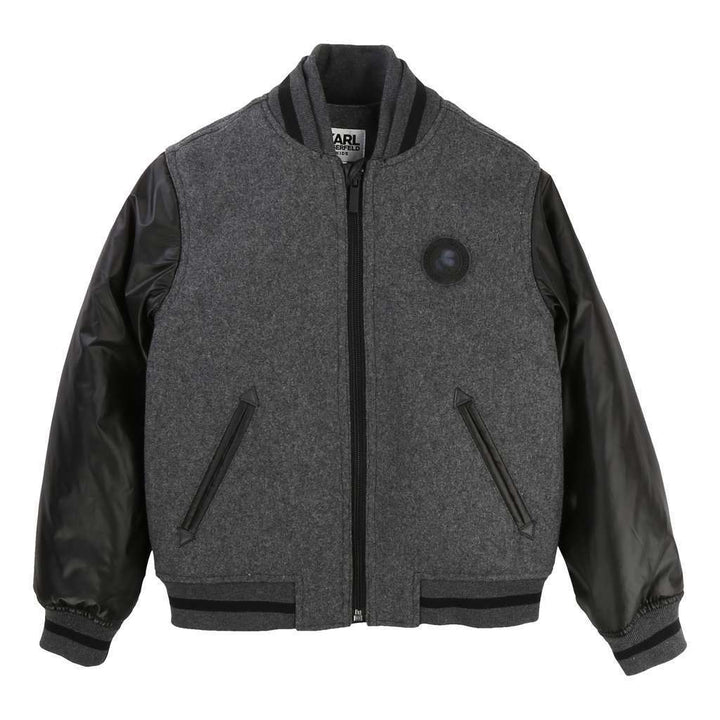 Karl Lagerfeld Contrast Sleeve Bomber jacket-Default-Karl Lagerfeld-kids atelier