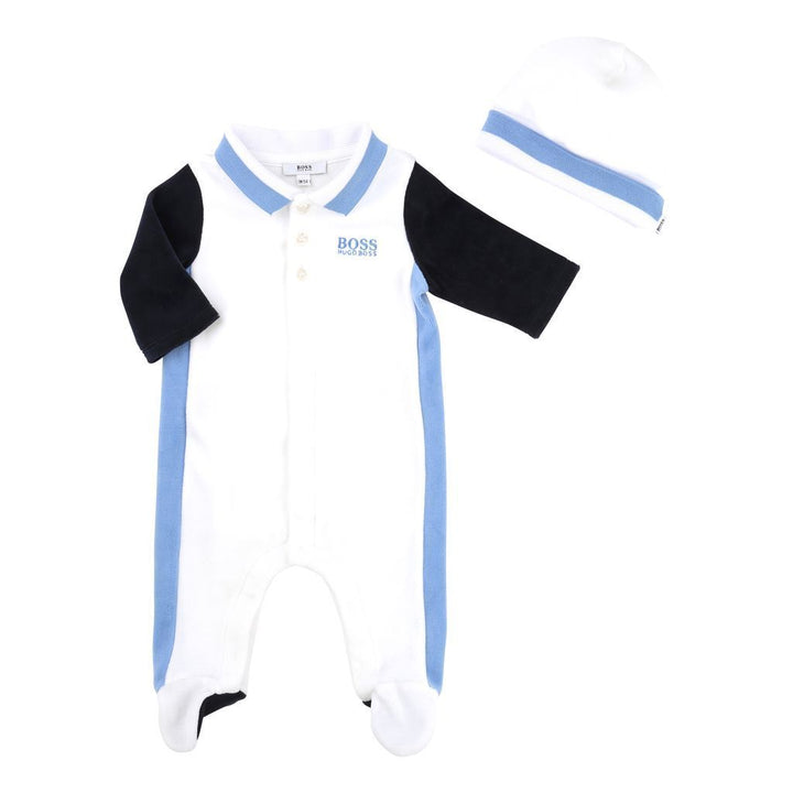 BOSS-PYJAMAS + PULL ON HAT SET-J98162-10B WHITE-Default-BOSS-kids atelier