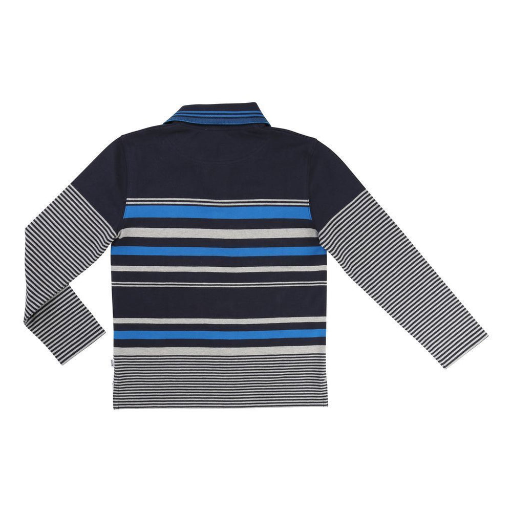 BOSS-LONG SLEEVE POLO-J25A29-V98 NAVY BLUE-Default-BOSS-kids atelier
