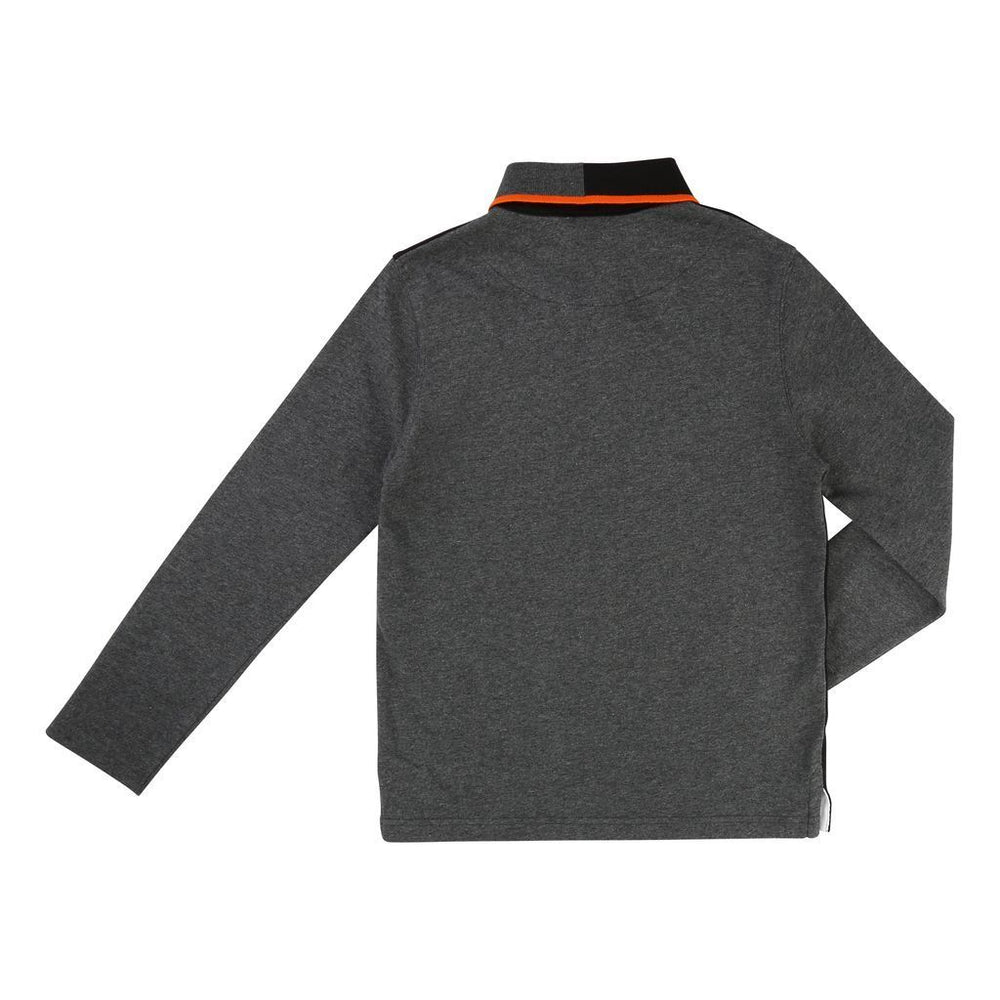 BOSS-LONG SLEEVE POLO-J25994-M60 BLACK/GREY-Default-BOSS-kids atelier