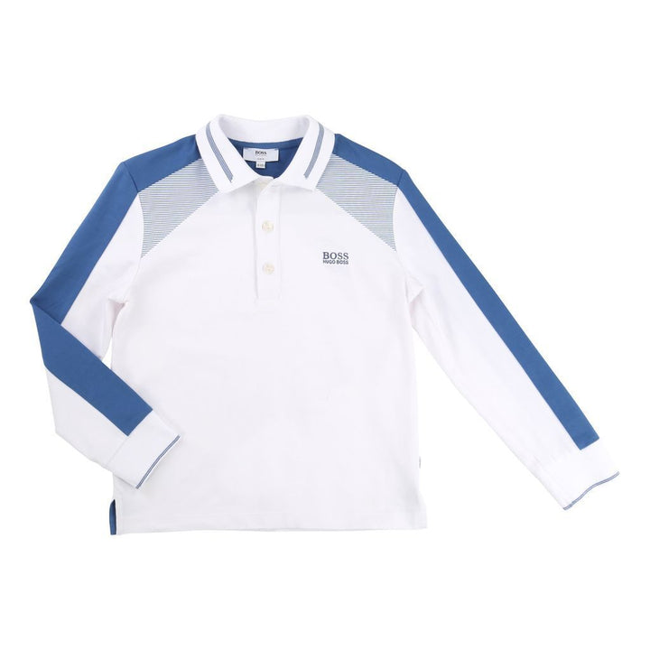 BOSS-LONG SLEEVE POLO-J25A01-10B WHITE-Default-BOSS-kids atelier