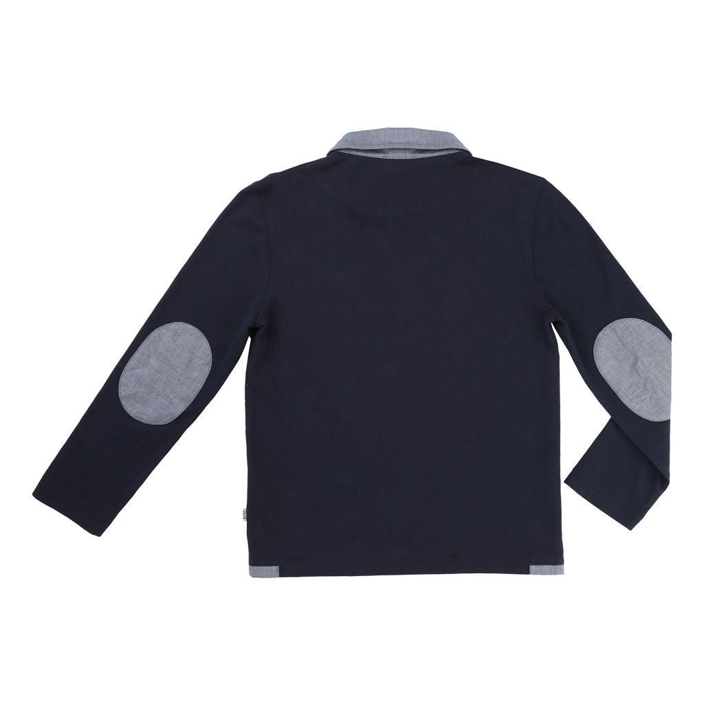 BOSS-LONG SLEEVE POLO-J25A15-849 NAVY-Default-BOSS-kids atelier
